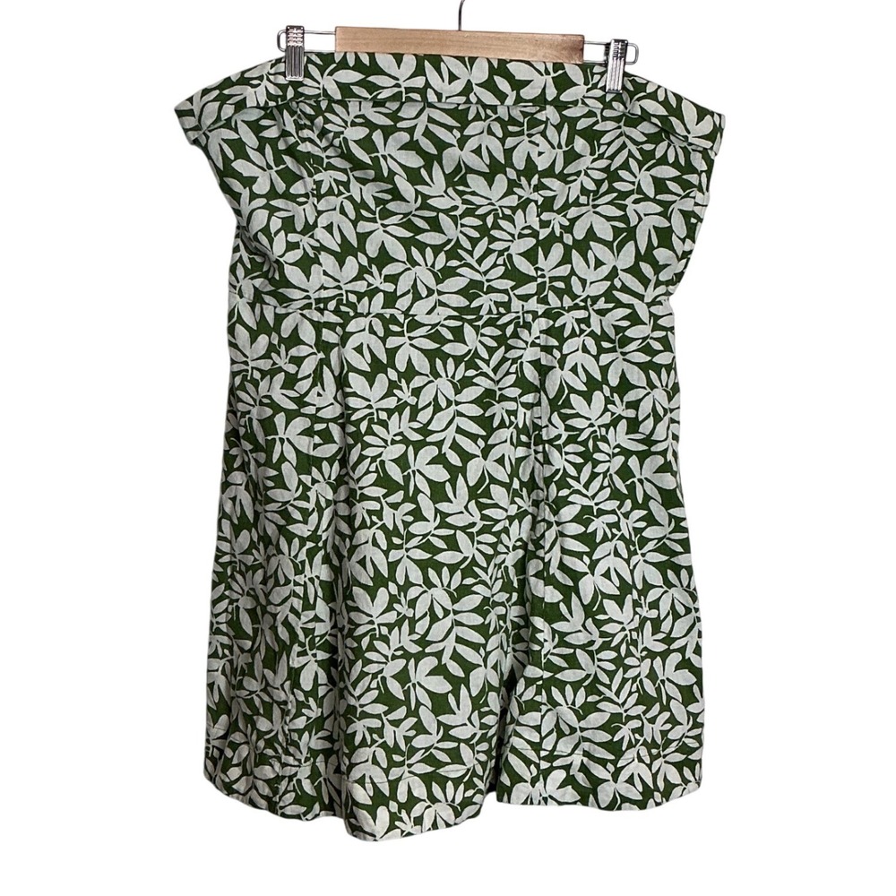 Abercrombie Fitch XL Green White Floral Linen Blend Mini Dress Pockets